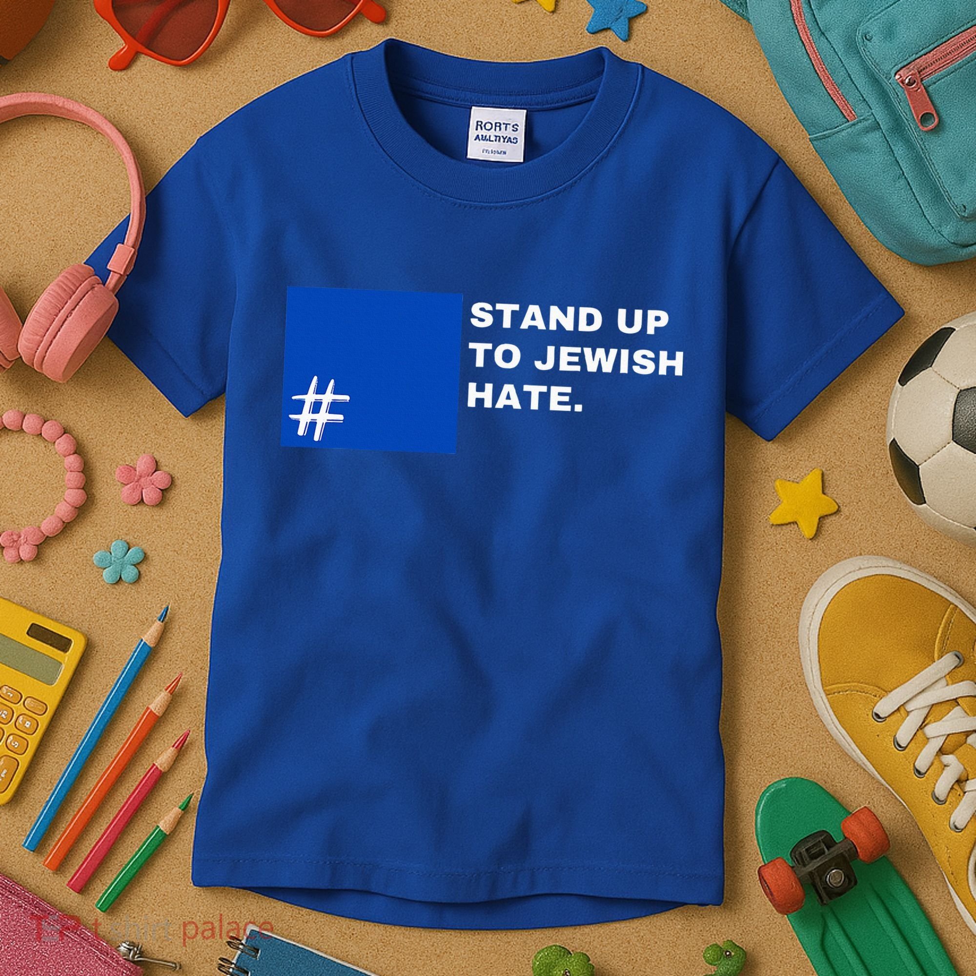 Stand Up To Jewish Hate Blue Square Support Israel  Kids T-Shirt