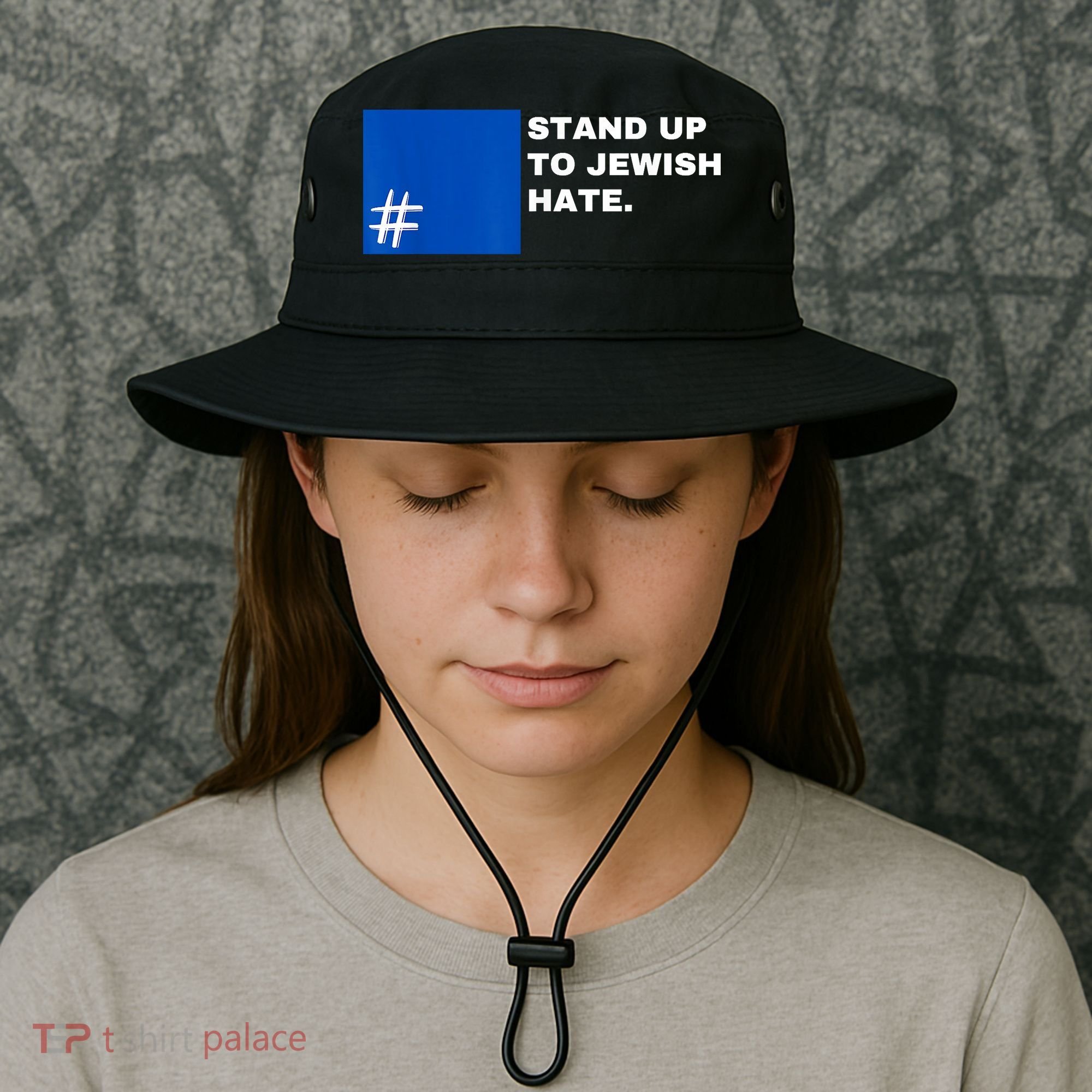 Stand Up To Jewish Hate Blue Square Support Israel Bucket Hat