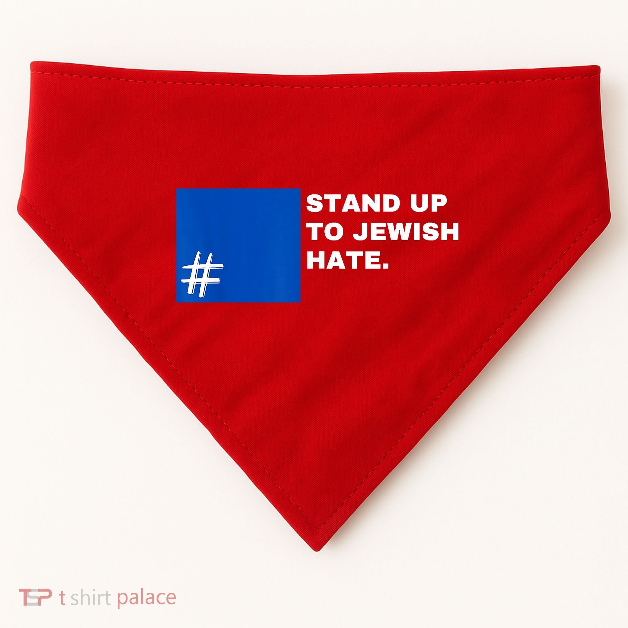 Stand Up To Jewish Hate Blue Square Support Israel USA-Made Doggie Bandana