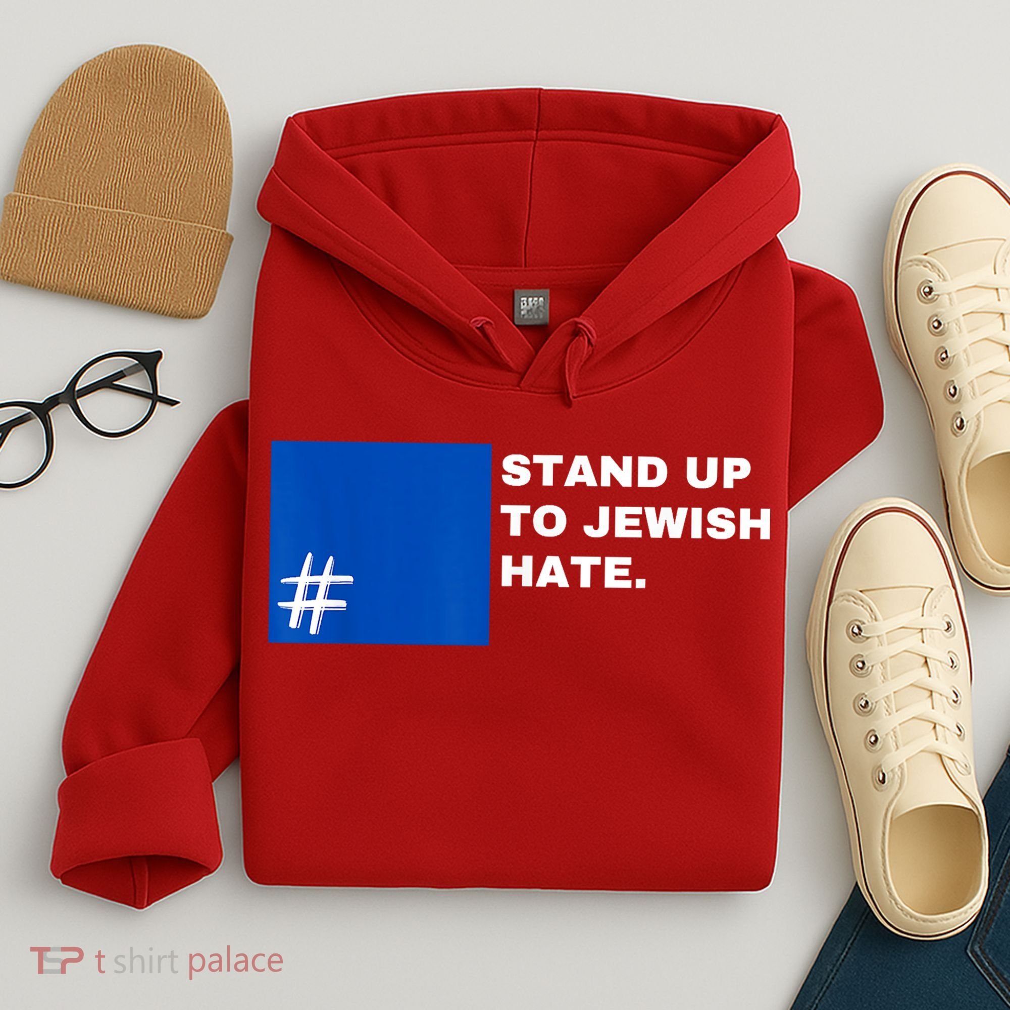 Stand Up To Jewish Hate Blue Square Support Israel Hoodie