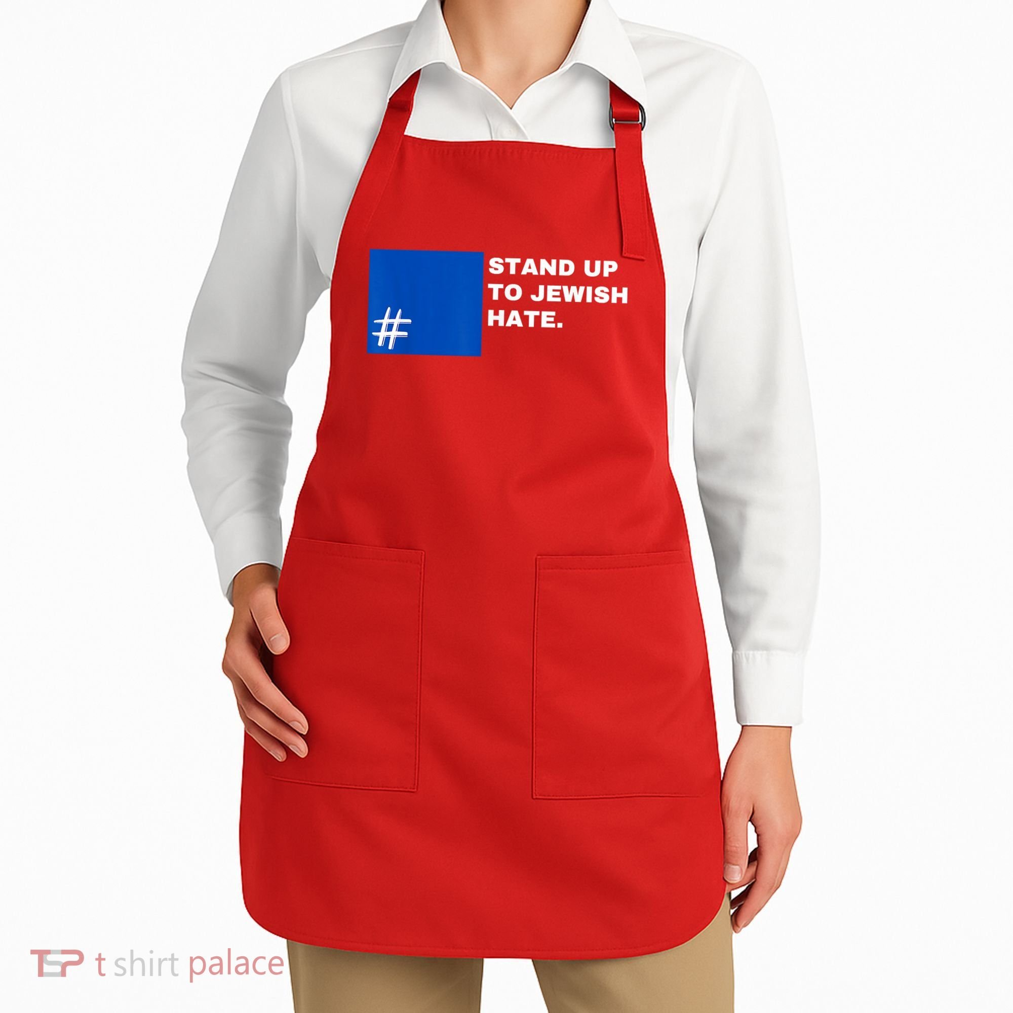 Stand Up To Jewish Hate Blue Square Support Israel Apron