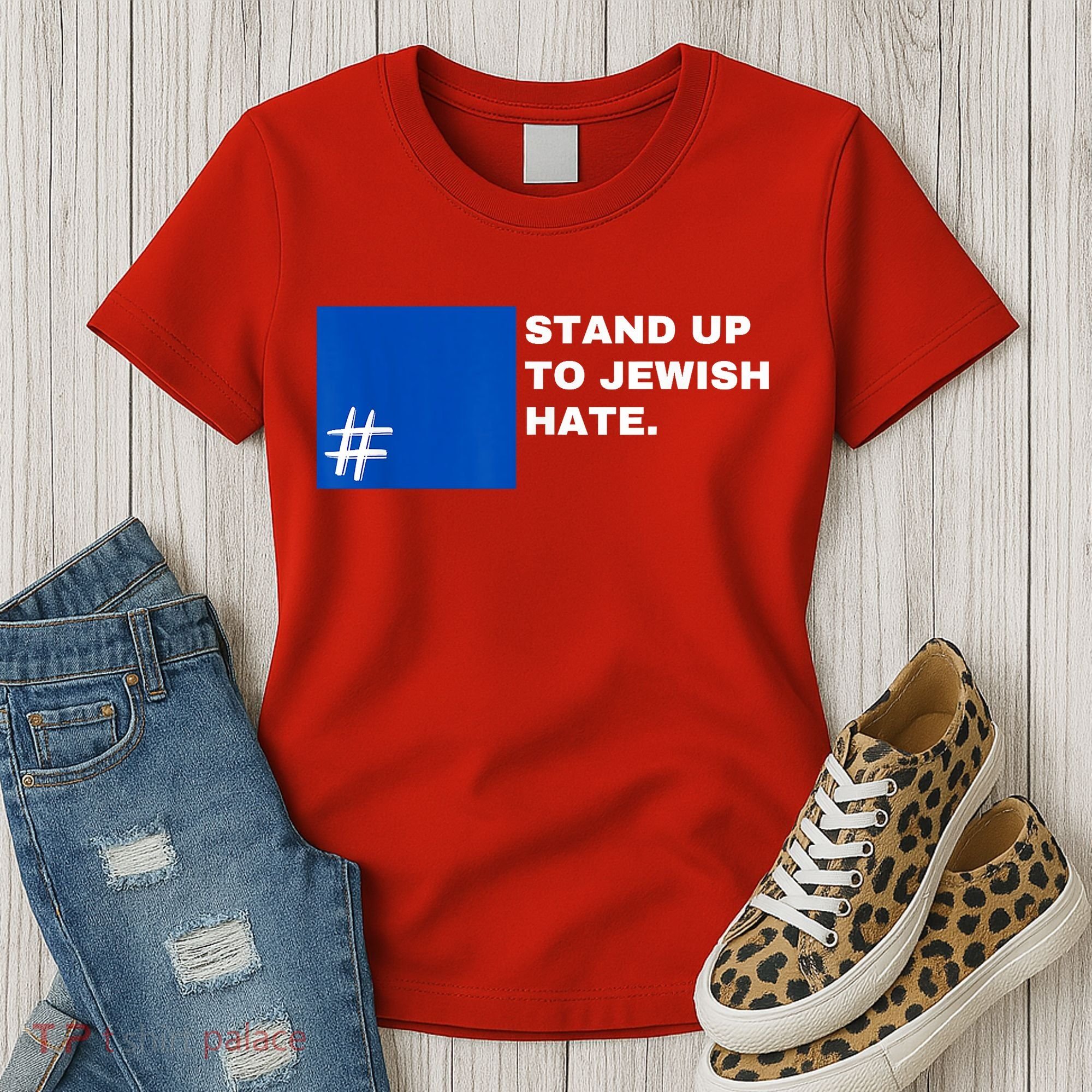 Stand Up To Jewish Hate Blue Square Support Israel Women's T-Shirt