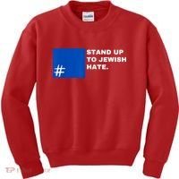 Stand Up To Jewish Hate Blue Square Support Israel Kids Sweatshirt thumb 0