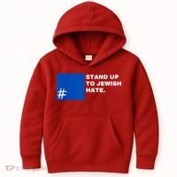 Stand Up To Jewish Hate Blue Square Support Israel Kids Hoodie thumb 0