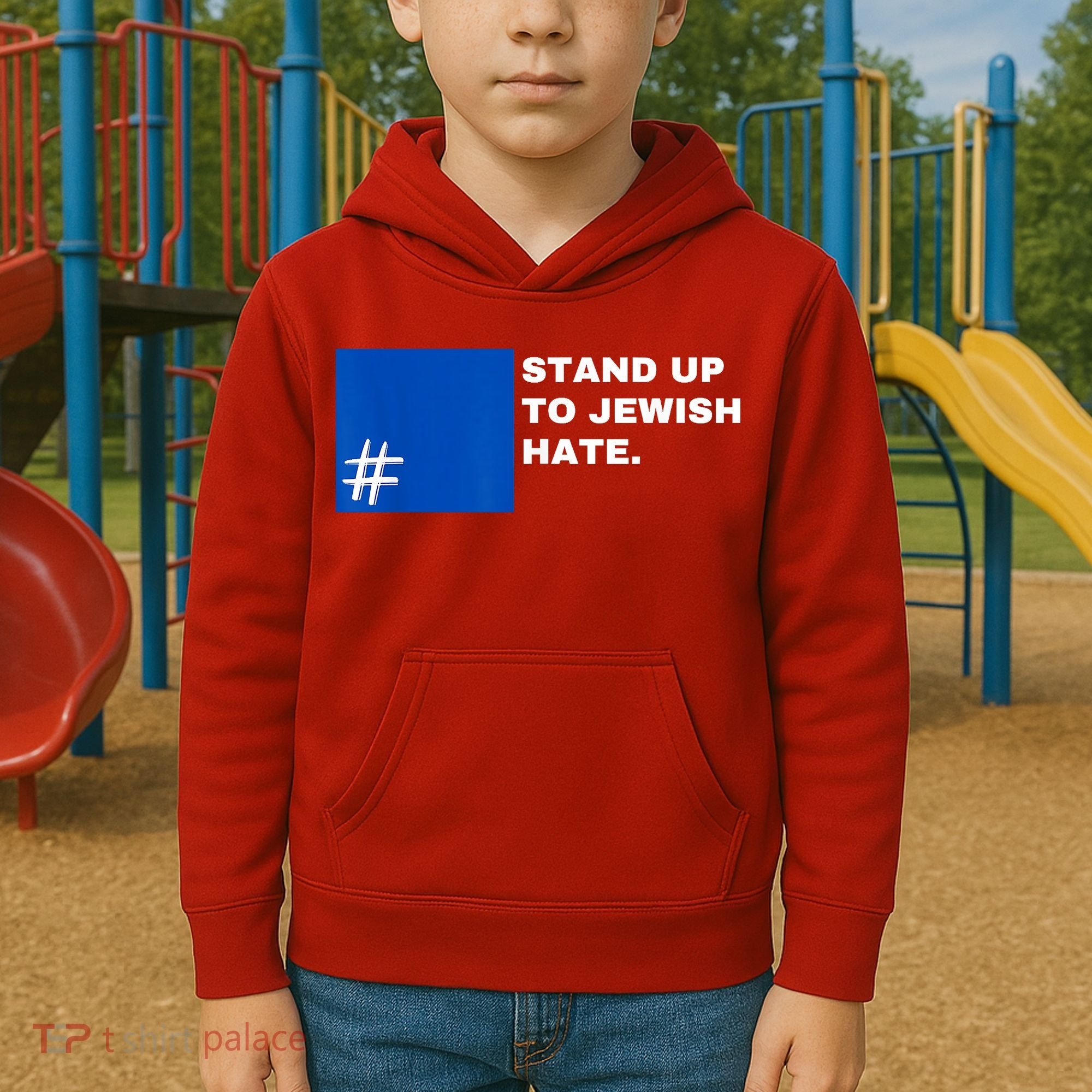Stand Up To Jewish Hate Blue Square Support Israel Kids Hoodie