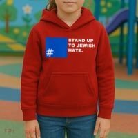 Stand Up To Jewish Hate Blue Square Support Israel Kids Hoodie thumb 3