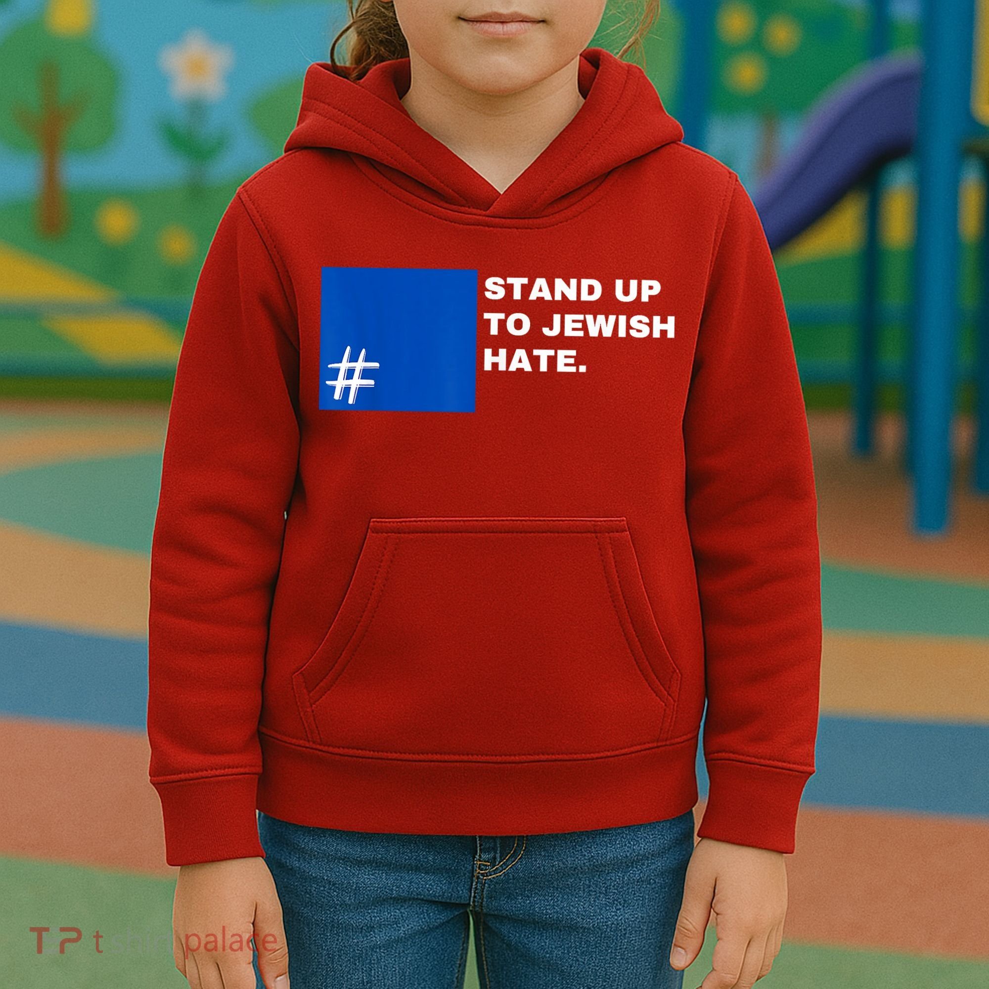 Stand Up To Jewish Hate Blue Square Support Israel Kids Hoodie