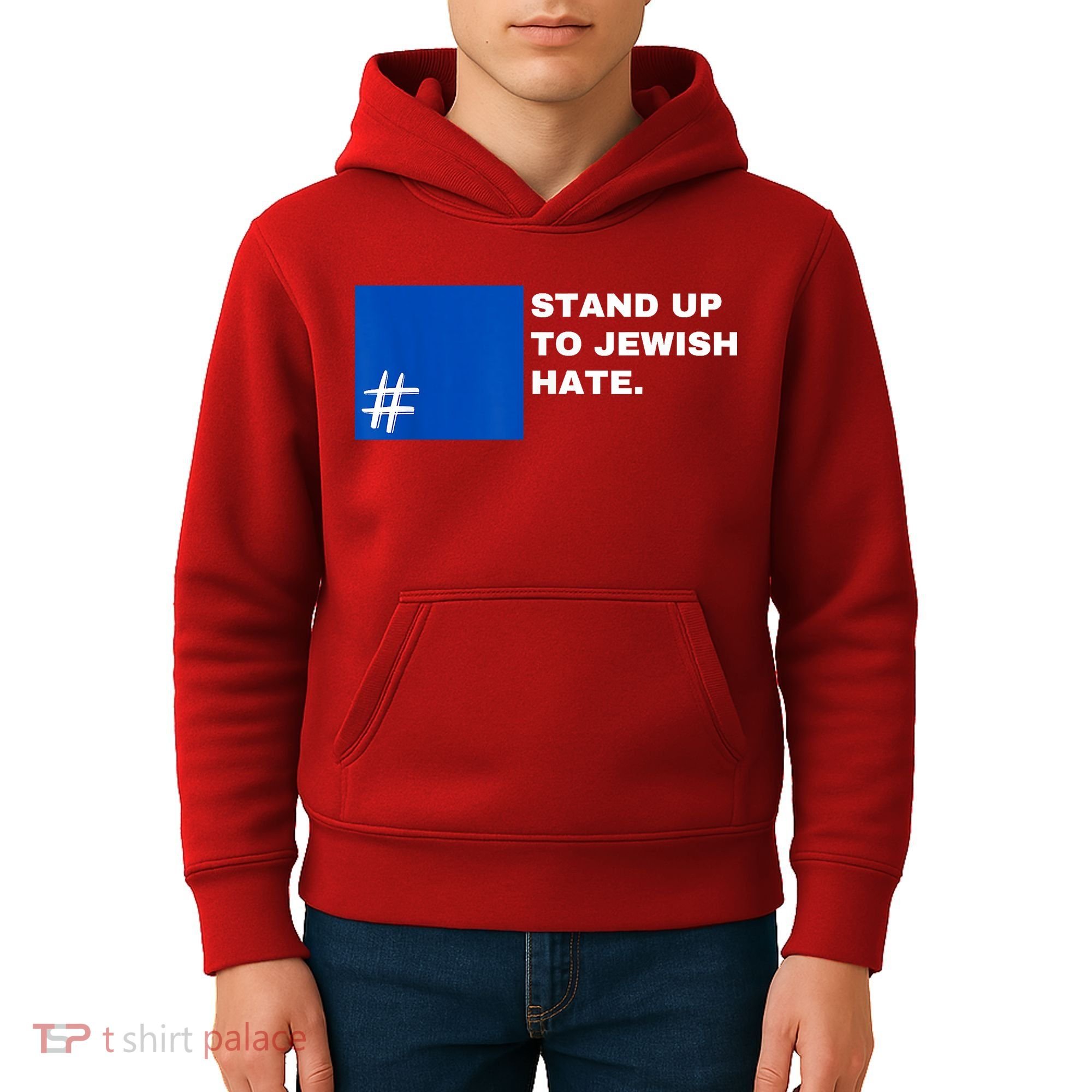 Stand Up To Jewish Hate Blue Square Support Israel Kids Hoodie