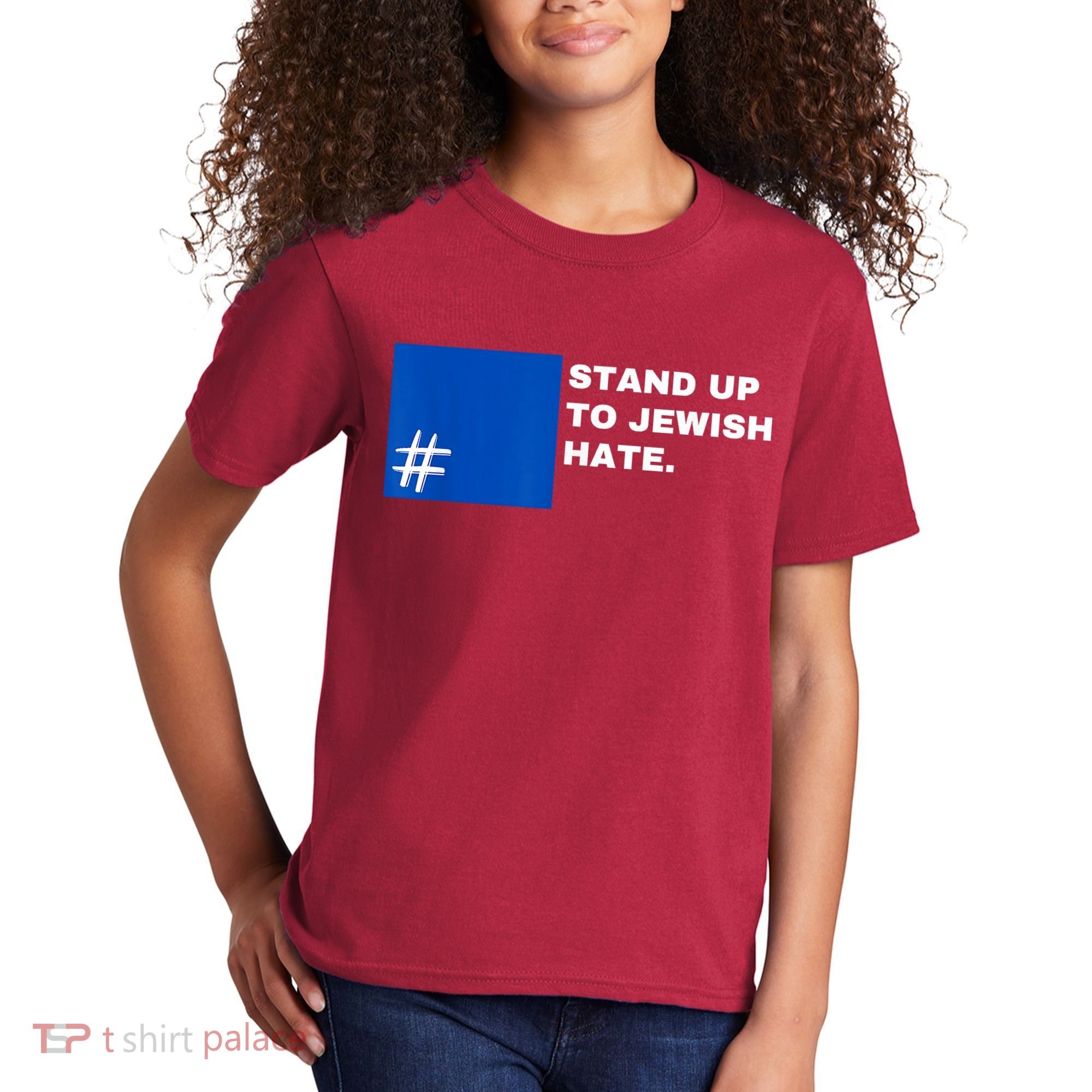 Stand Up To Jewish Hate Blue Square Support Israel Kids T-Shirt