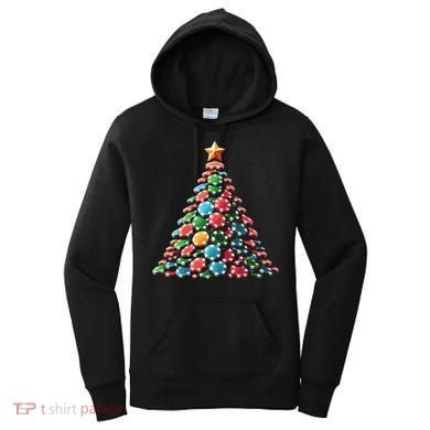 Shuffle Up The Holidays Poker Christmas Tree Vibes Gift Women's Hoodie