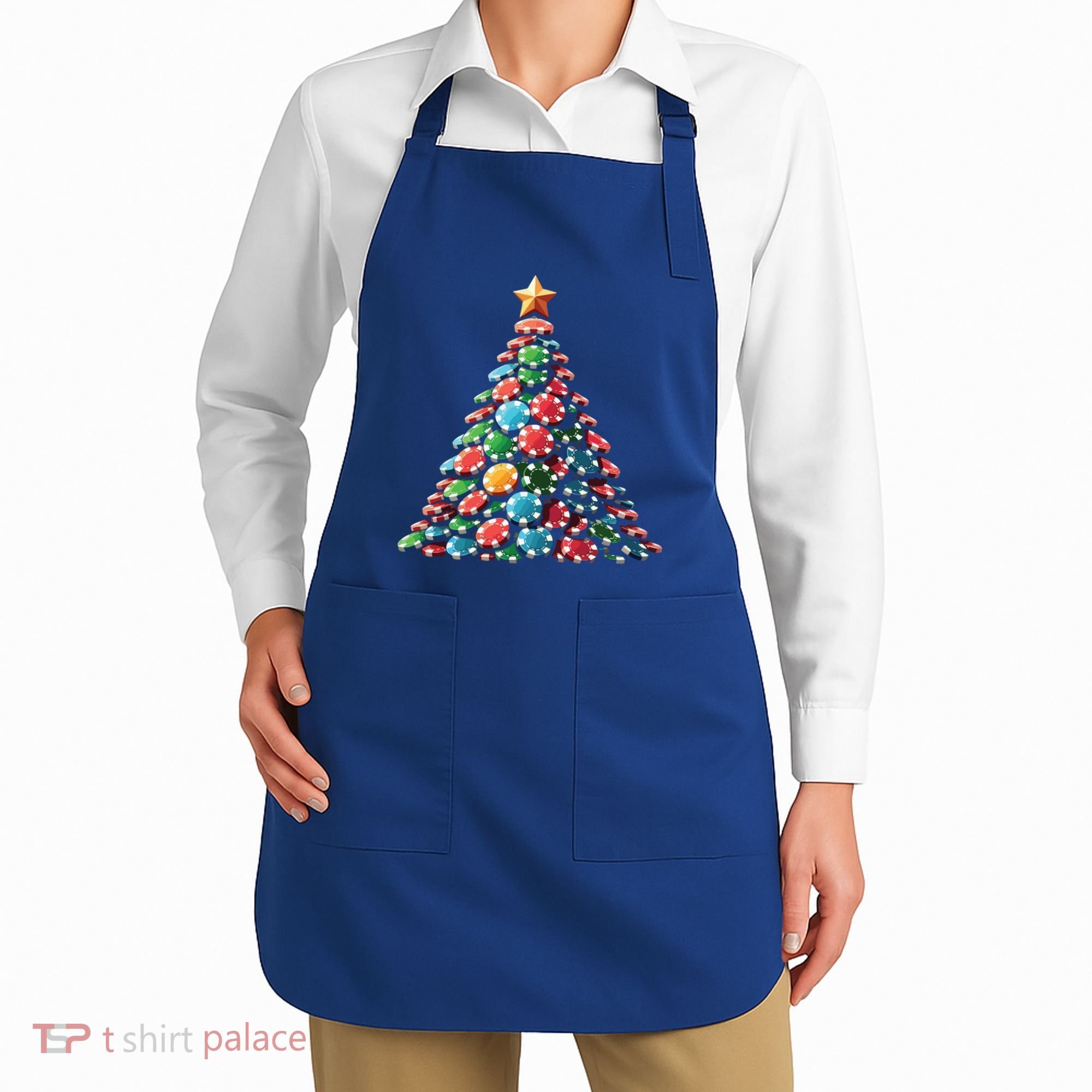 Shuffle Up The Holidays Poker Christmas Tree Vibes Gift Apron