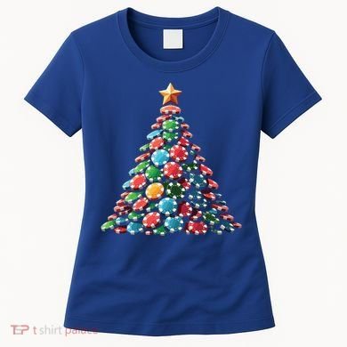 Shuffle Up The Holidays Poker Christmas Tree Vibes Gift Women's T-Shirt