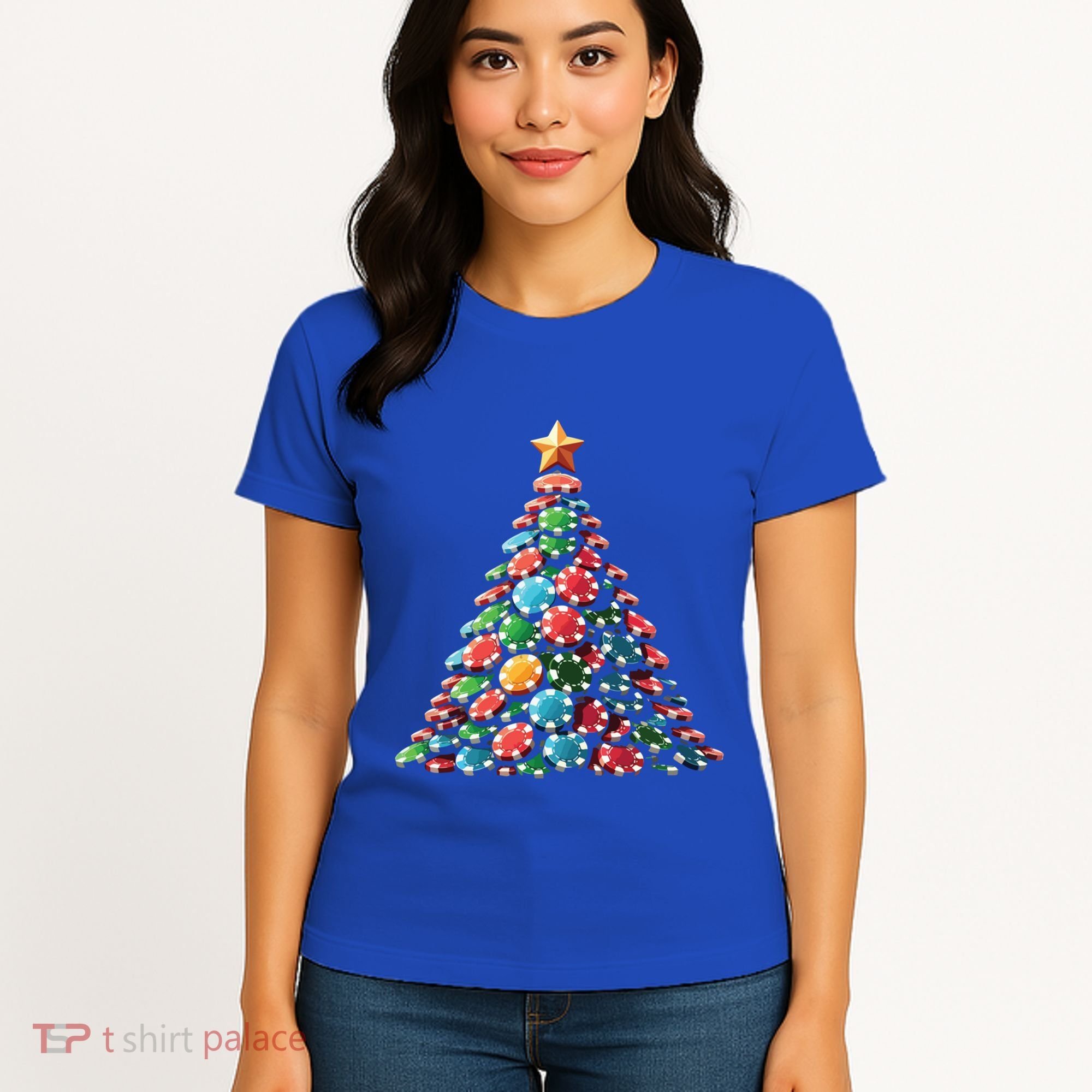 Shuffle Up The Holidays Poker Christmas Tree Vibes Gift Women's T-Shirt
