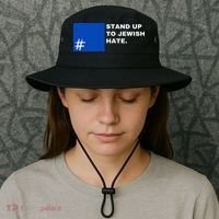 Stand Up To Jewish Hate Blue Square Support Israel   Bucket Hat thumb 3