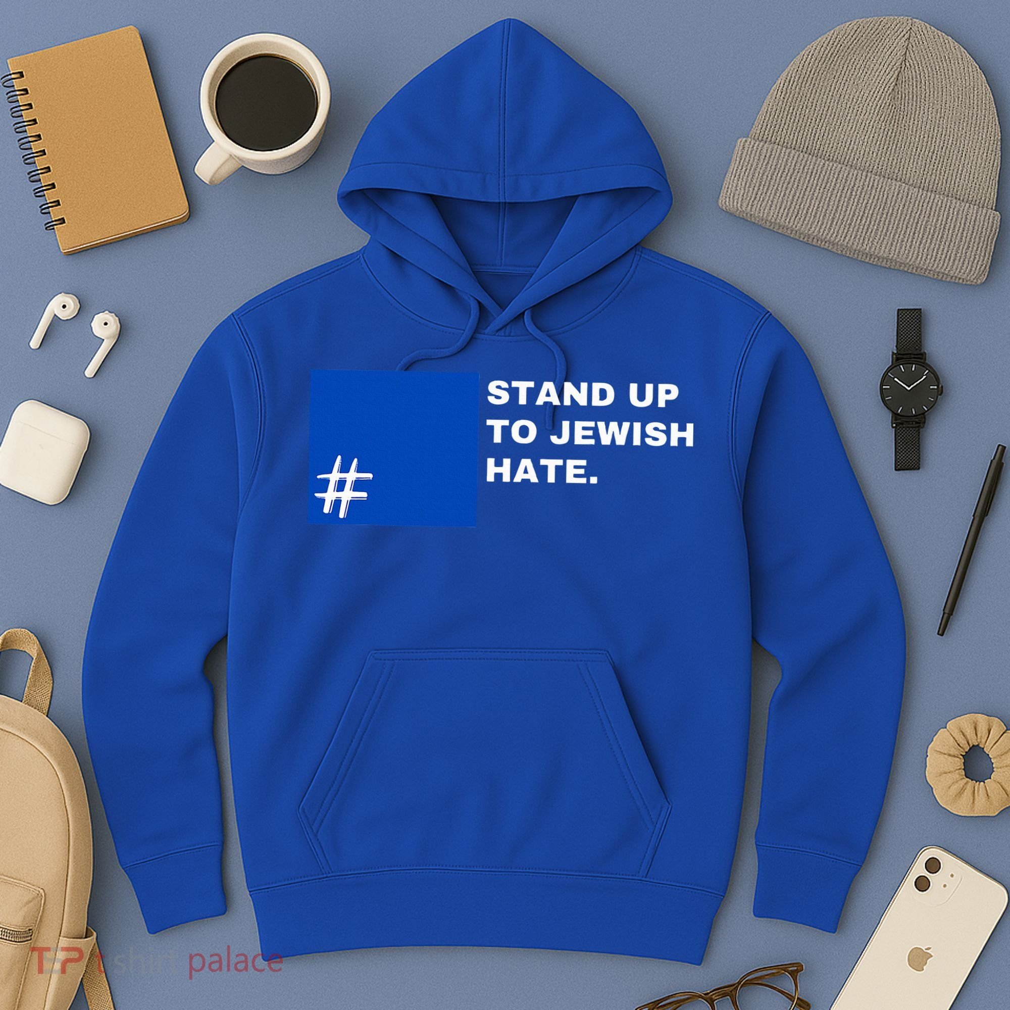 Stand Up To Jewish Hate Blue Square Support Israel   Hoodie