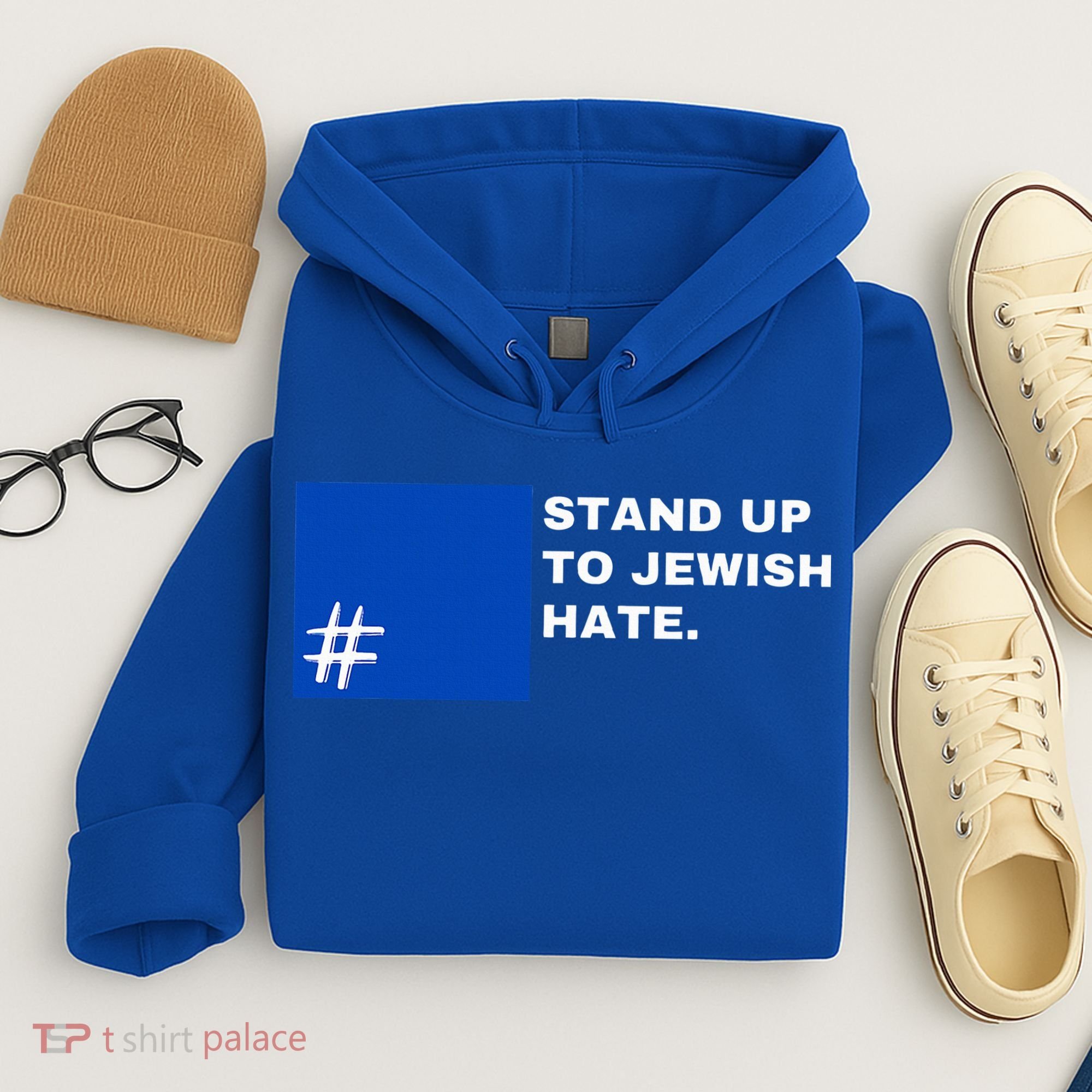 Stand Up To Jewish Hate Blue Square Support Israel   Hoodie