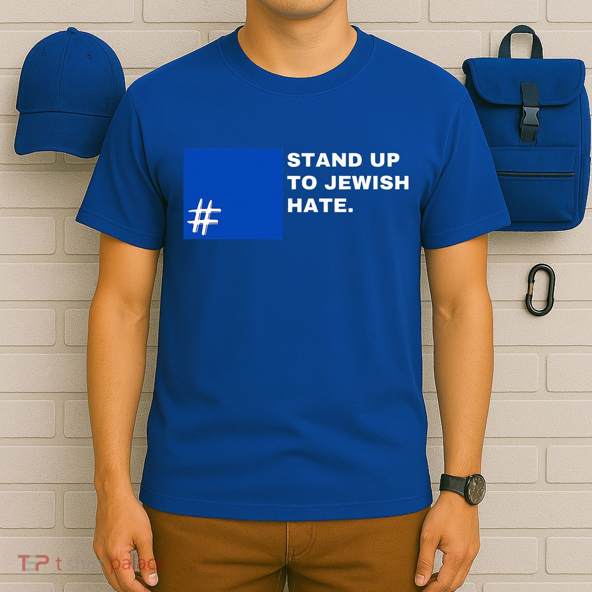 Stand Up To Jewish Hate Blue Square Support Israel   T-Shirt