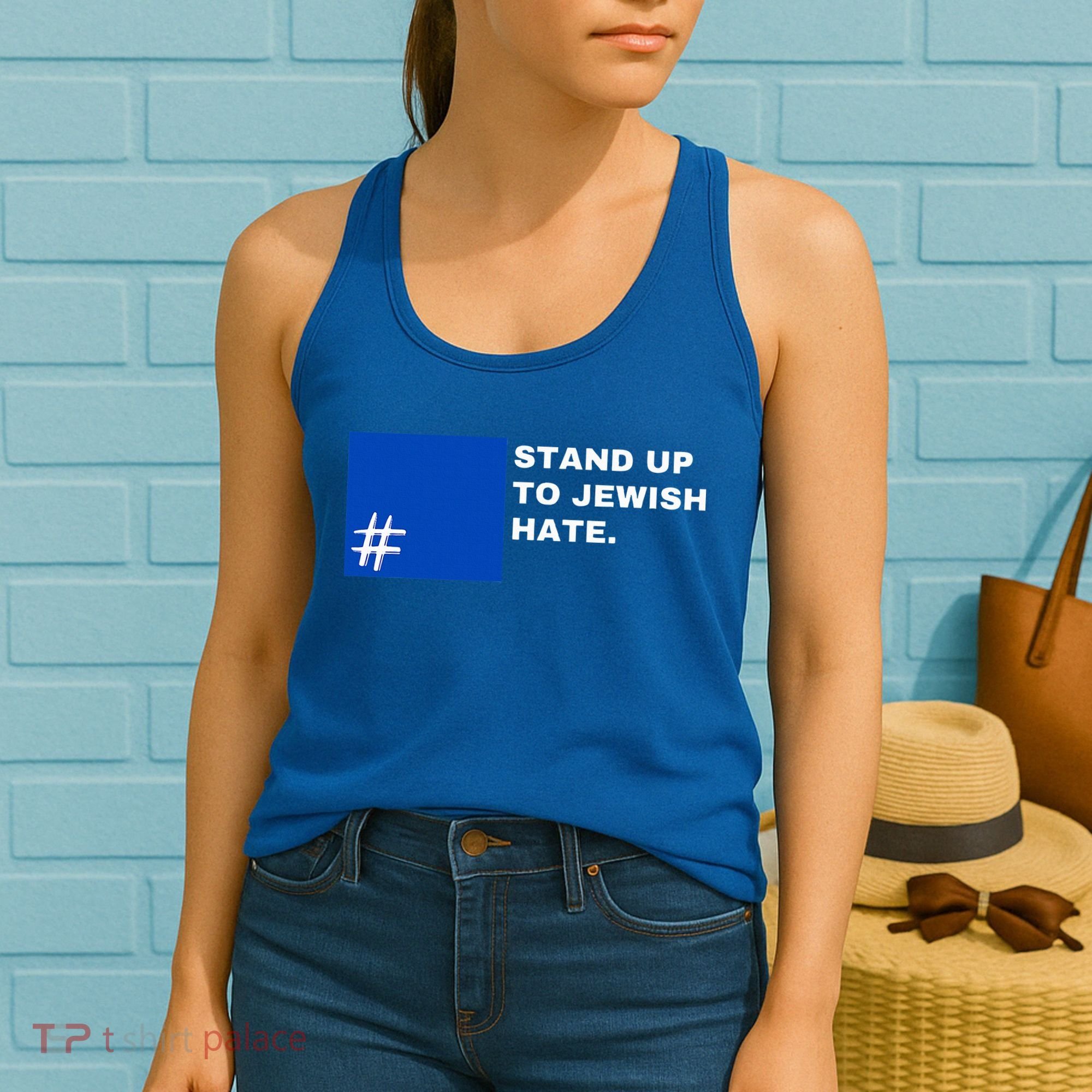 Stand Up To Jewish Hate Blue Square Support Israel   Women's Tank Top