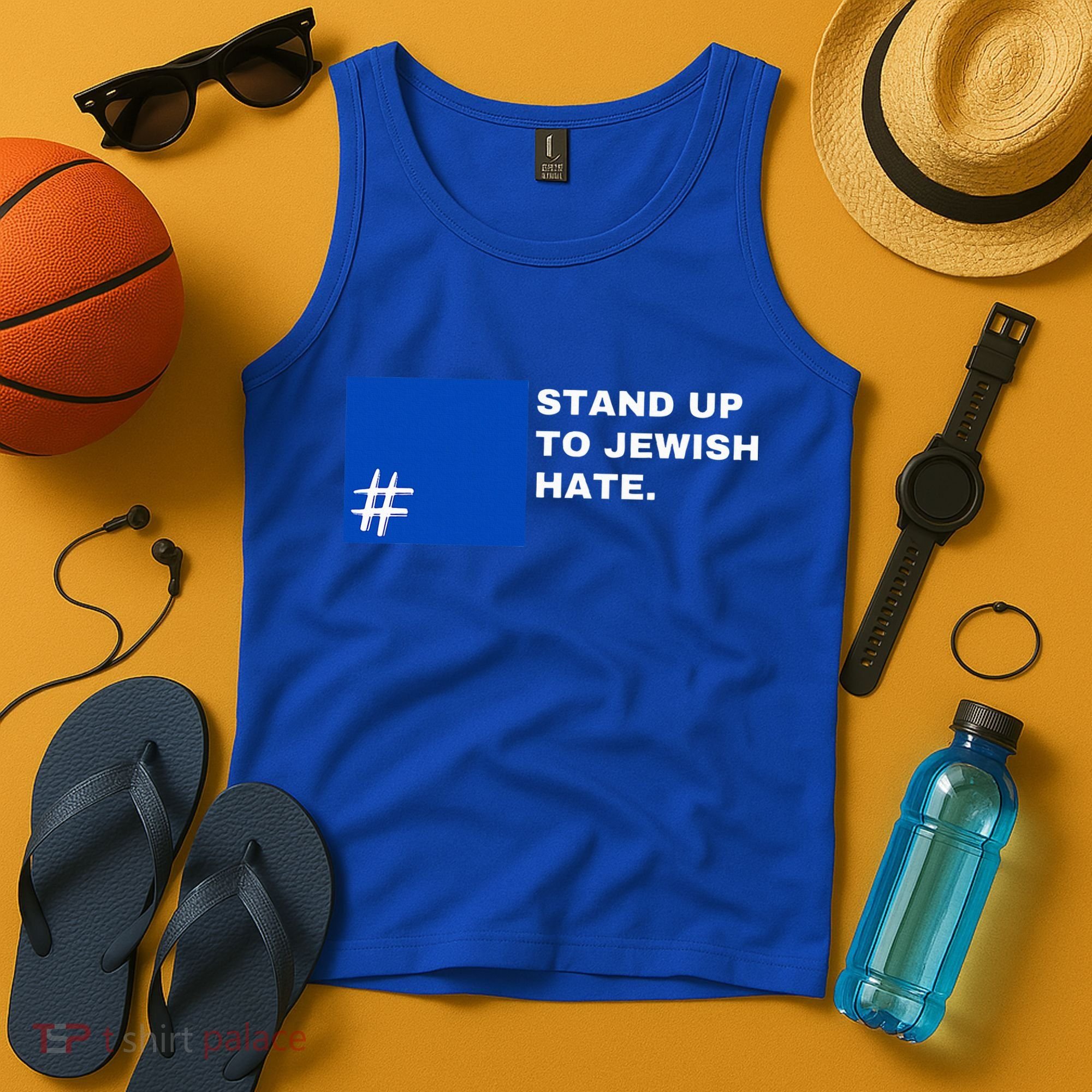 Stand Up To Jewish Hate Blue Square Support Israel   Tank Top