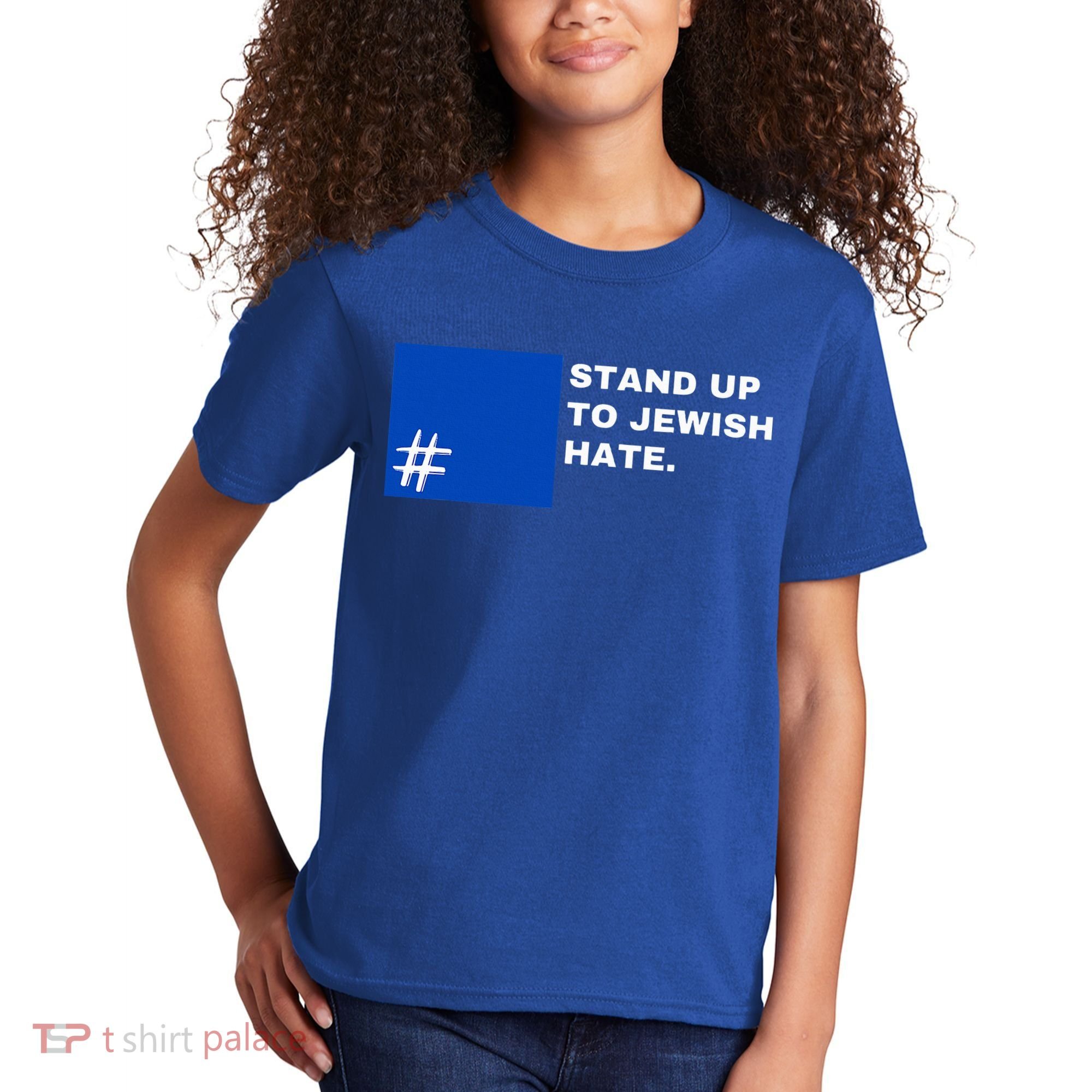 Stand Up To Jewish Hate Blue Square Support Israel   Kids T-Shirt