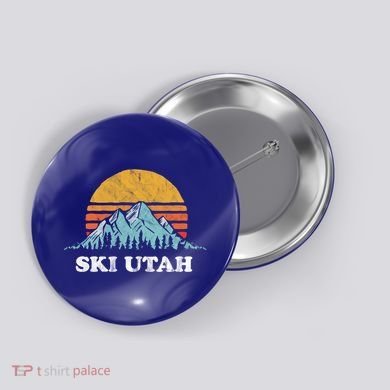 Ski Utah Vintage Retro Vibe Skiing Cute Gift Button