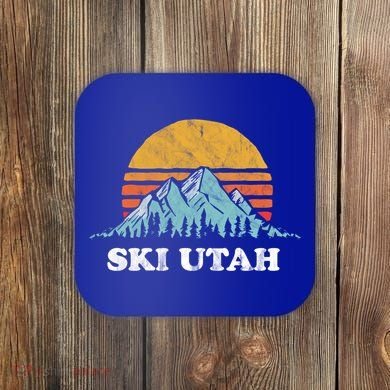 Ski Utah Vintage Retro Vibe Skiing Cool Gift Coaster