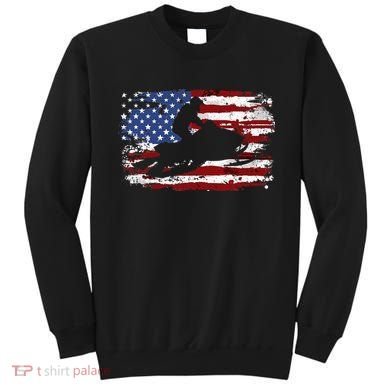 Snowmobile Vintage American Flag Sweatshirt
