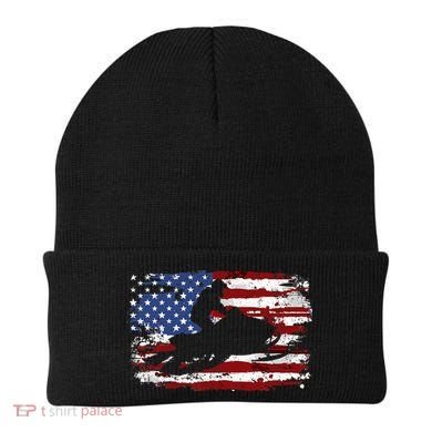 Snowmobile Vintage American Flag Beanie