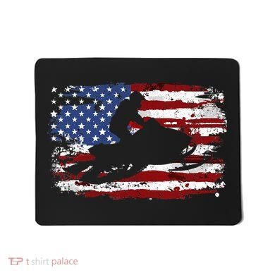 Snowmobile Vintage American Flag Mousepad