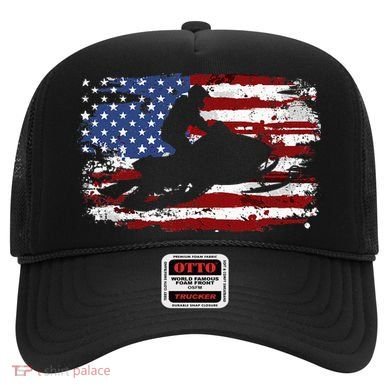 Snowmobile Vintage American Flag Hat
