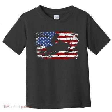 Snowmobile Vintage American Flag Toddler T-Shirt
