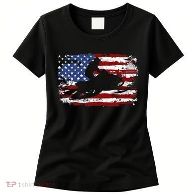 Snowmobile Vintage American Flag Women's T-Shirt