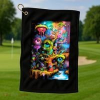 Surreal Vision: A Psychedelic Dreamscape Golf Towel thumb 1