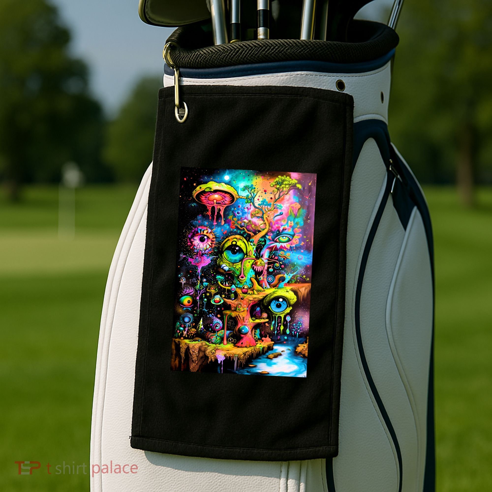 Surreal Vision: A Psychedelic Dreamscape Golf Towel