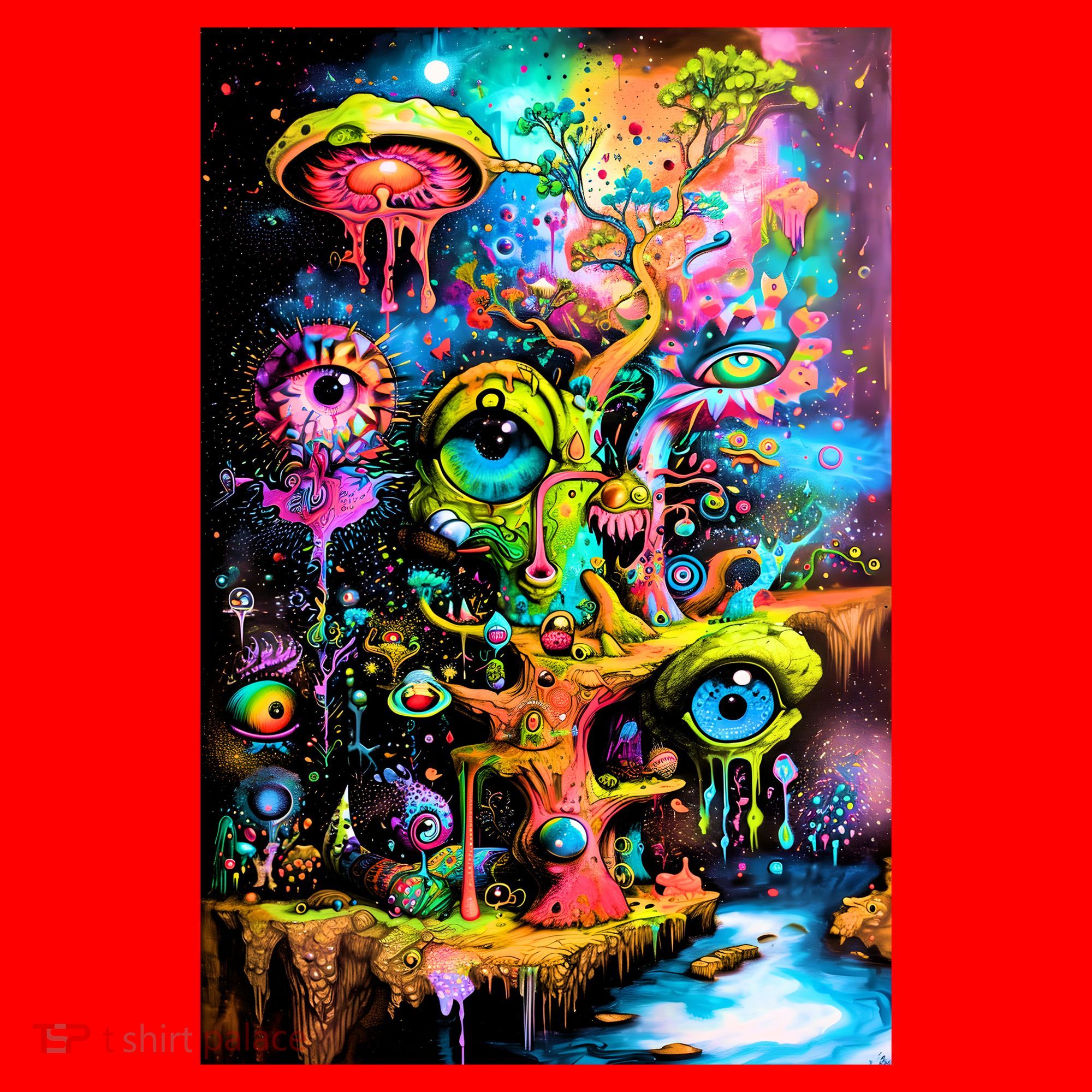 Surreal Vision: A Psychedelic Dreamscape Santa Hat