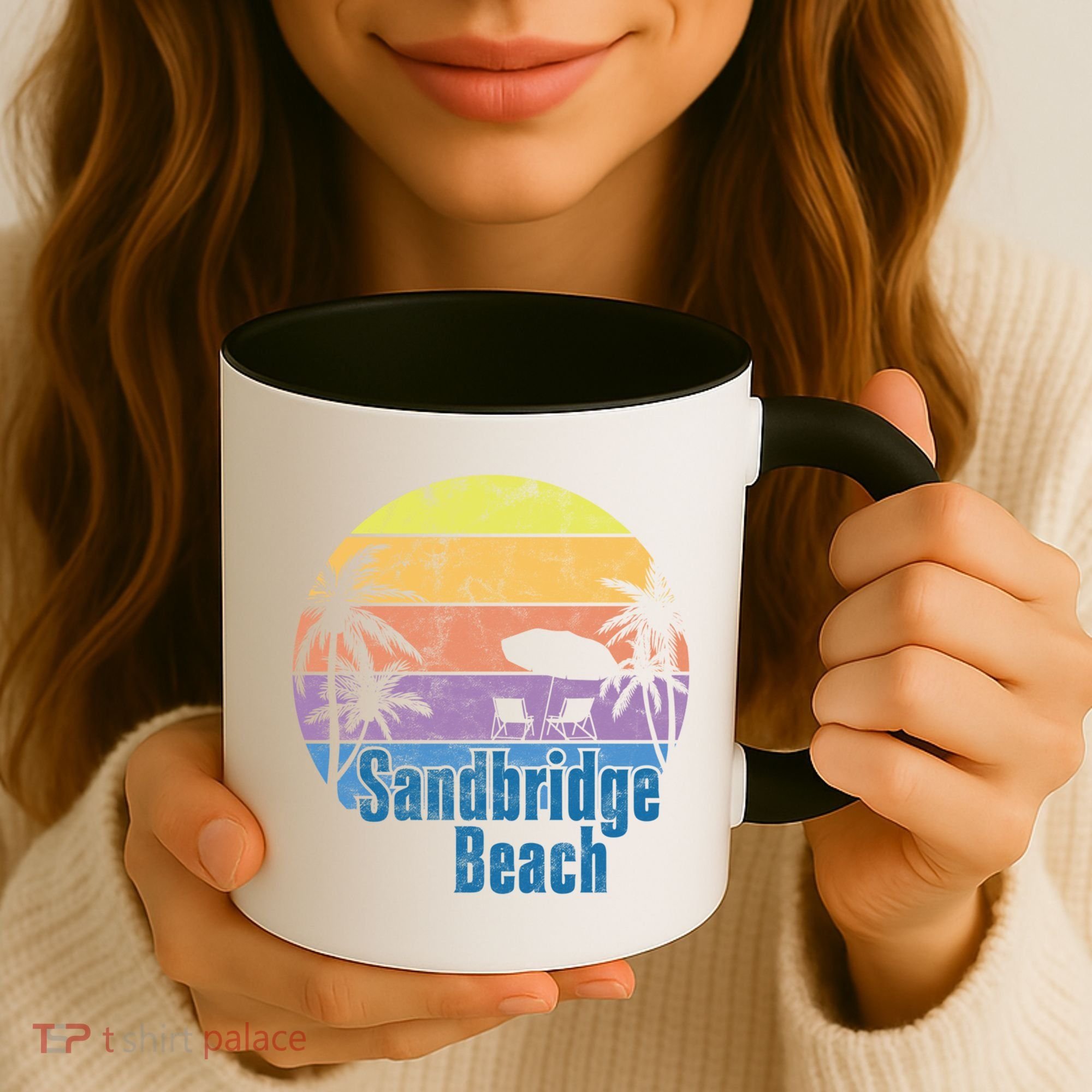 Sandbridge Virginia Beach Retro Sunset Family Beach Vacation Gift Coffee Mug