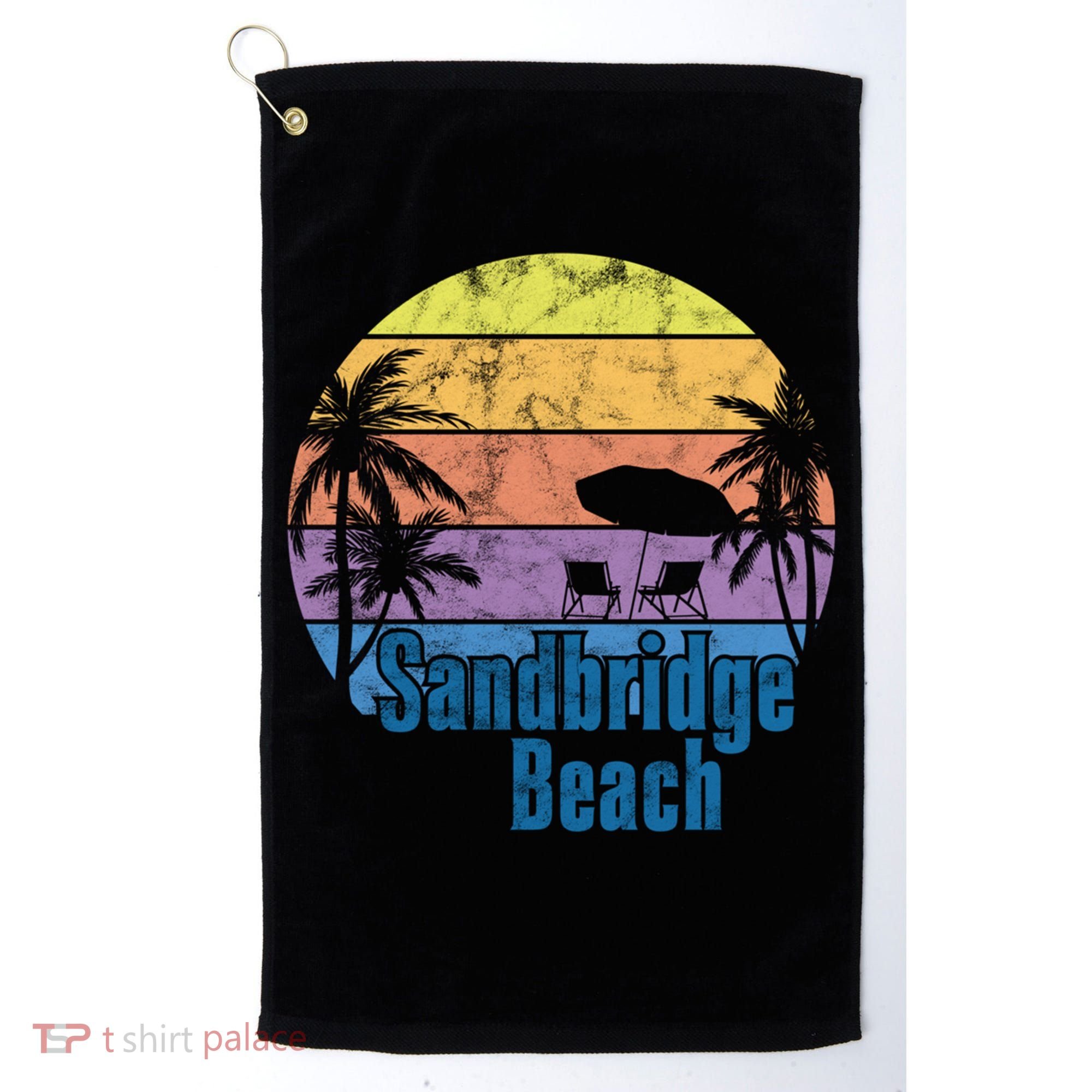 Sandbridge Virginia Beach Retro Sunset Family Beach Vacation Gift Golf Towel