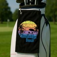 Sandbridge Virginia Beach Retro Sunset Family Beach Vacation Gift Golf Towel thumb 2
