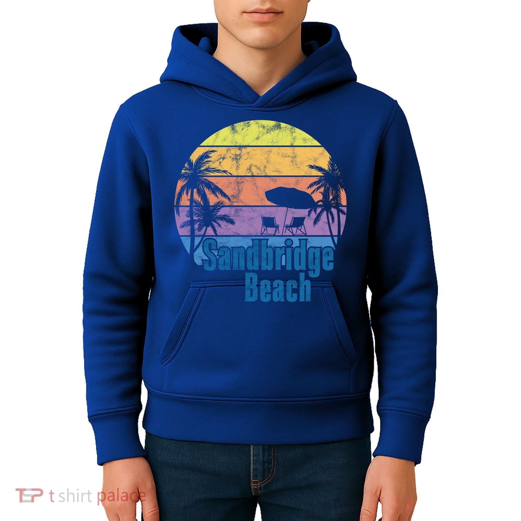 Sandbridge Virginia Beach Retro Sunset Family Beach Vacation Gift Kids Hoodie