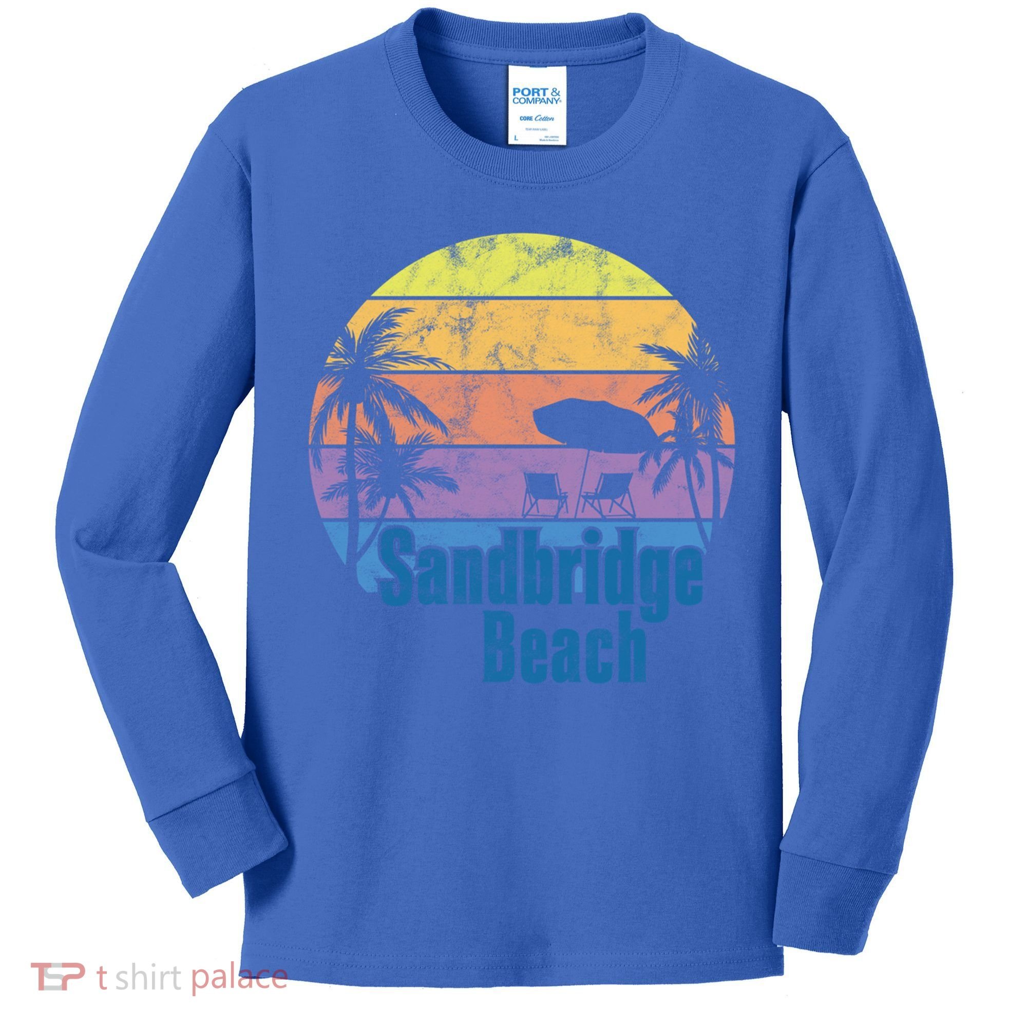 Sandbridge Virginia Beach Retro Sunset Family Beach Vacation Gift Kids Long Sleeve Shirt
