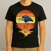 sunset vintage blue heron Heron Water Bird T-Shirt thumb 3