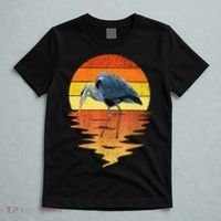 sunset vintage blue heron Heron Water Bird T-Shirt thumb 5