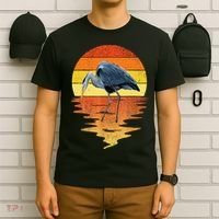 sunset vintage blue heron Heron Water Bird T-Shirt thumb 6