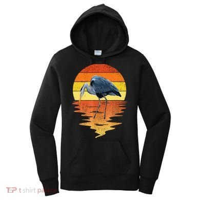 sunset vintage blue heron Heron Water Bird Women's Hoodie