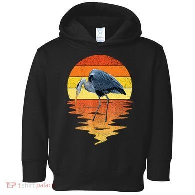 sunset vintage blue heron Heron Water Bird Toddler Hoodie