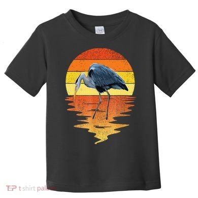 sunset vintage blue heron Heron Water Bird Toddler T-Shirt
