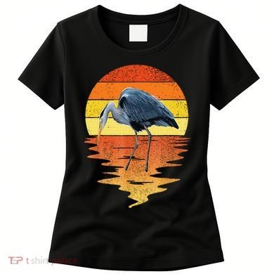 sunset vintage blue heron Heron Water Bird Women's T-Shirt