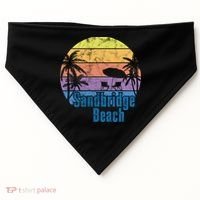 Sandbridge Virginia Beach Retro Sunset Family Beach Vacation Cute Gift USA-Made Doggie Bandana thumb 0
