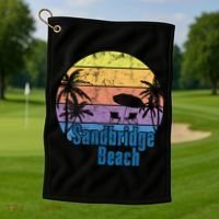 Sandbridge Virginia Beach Retro Sunset Family Beach Vacation Cute Gift Golf Towel thumb 1