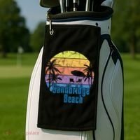 Sandbridge Virginia Beach Retro Sunset Family Beach Vacation Cute Gift Golf Towel thumb 2